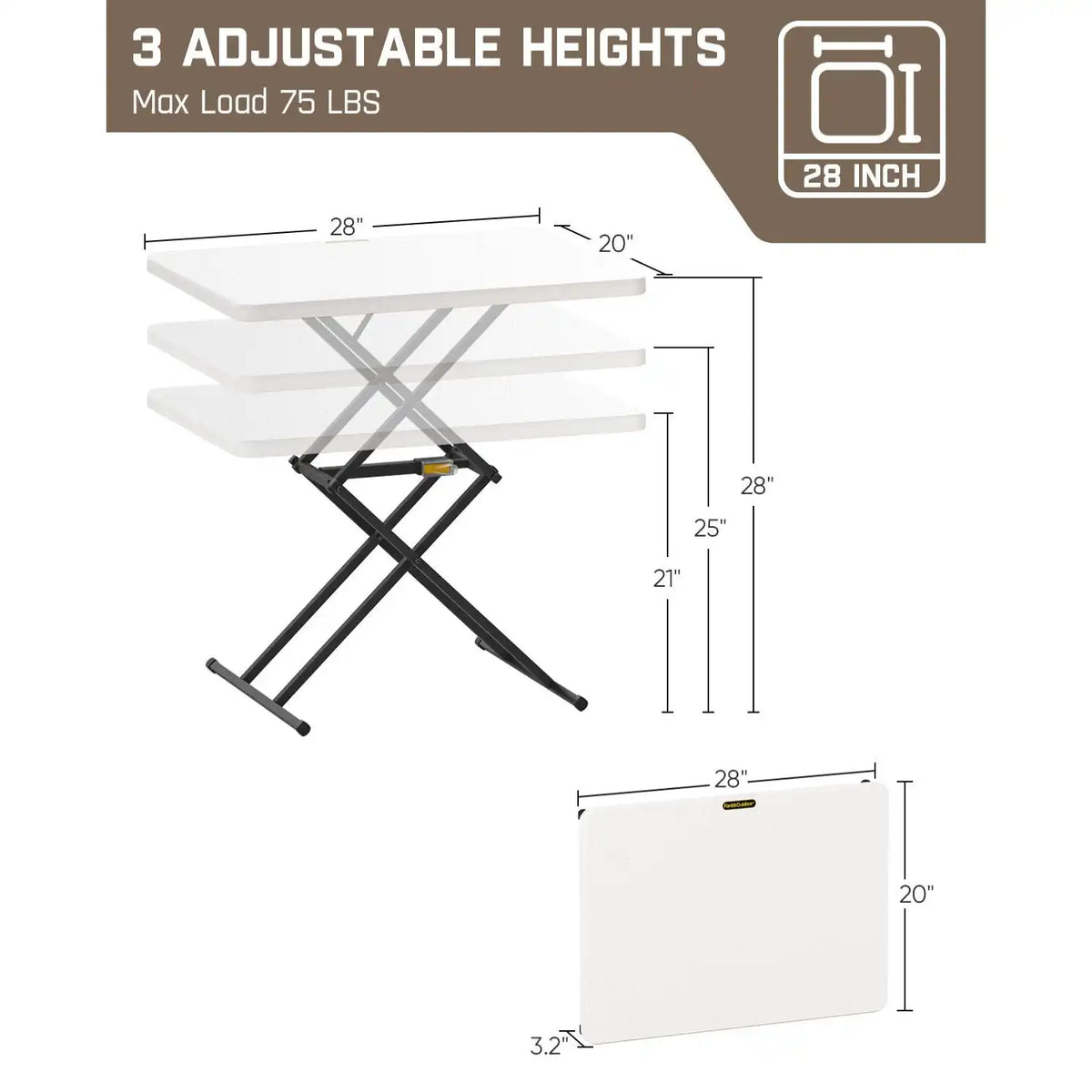 FanttikOutdoor Zeta X1 Pro 28" Quick Pop Up Table